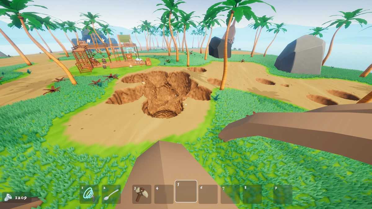 The island base and a large excavation viewed from above